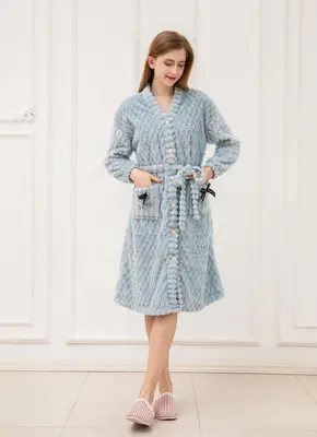 Blue Luxury Plush Bathrobe - M5678