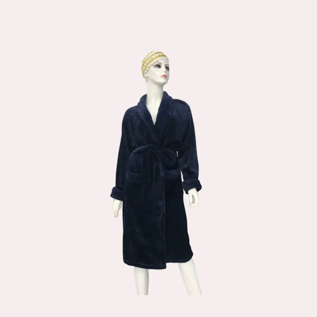 Royal BlueWaffle领 镶色 Bathrobe - M5699