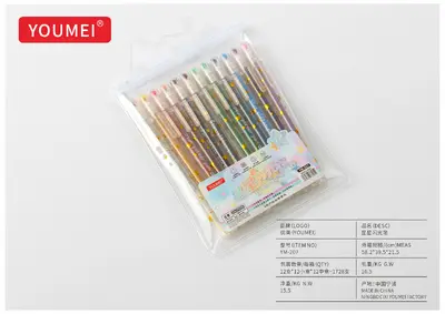 YM-207 Star Glitter Pen in OPP / Flower Pattern